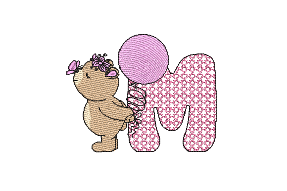 M Girl Teddy: A Festive Embroidery Design for the Holidays
