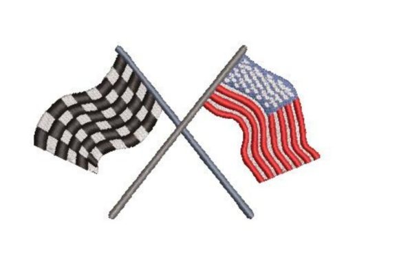 USA and Racing Flags Crossing: Embroidery Design Review